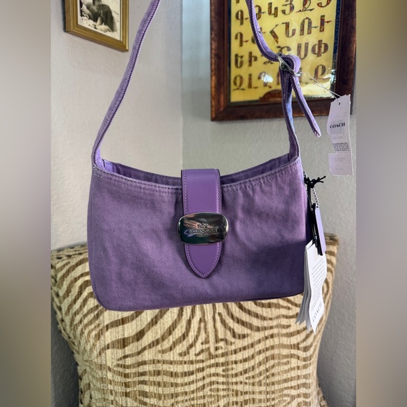 Coach Eliza Purple Denim Shoulder Bag - Picture 2 of 6
